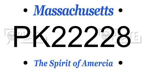 PK22228 Massachusetts License Plate