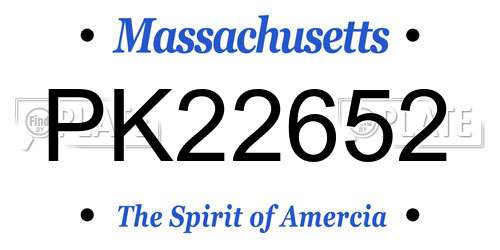 PK22652 Massachusetts License Plate
