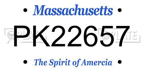 PK22657 Massachusetts License Plate