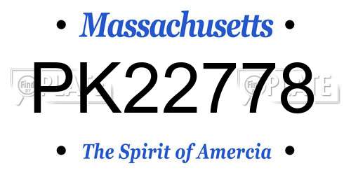 PK22778 Massachusetts License Plate