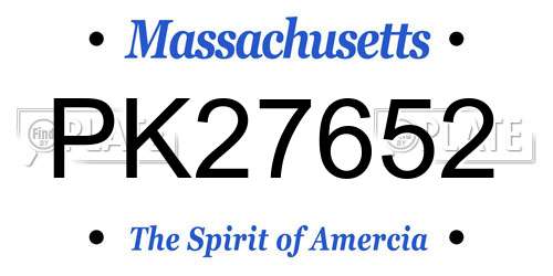 PK27652 Massachusetts License Plate