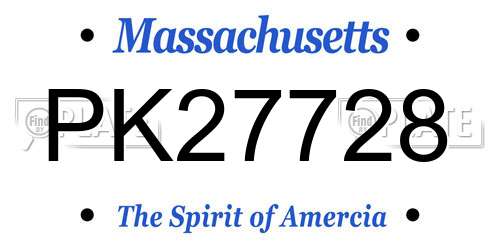 PK27728 Massachusetts License Plate