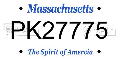 PK27775 Massachusetts License Plate