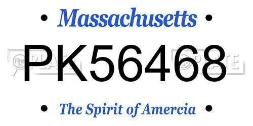 PK56468 Massachusetts License Plate