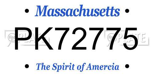 PK72775 Massachusetts License Plate