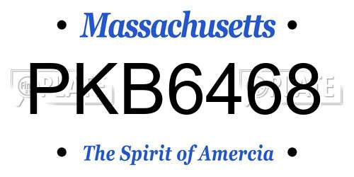 PKB6468 Massachusetts License Plate