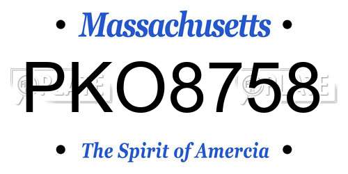 PKO8758 Massachusetts License Plate
