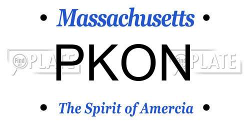 PKON Massachusetts License Plate