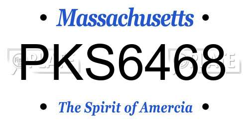 PKS6468 Massachusetts License Plate