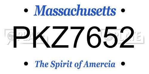 PKZ7652 Massachusetts License Plate