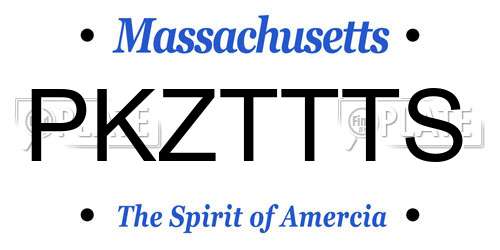 PKZTTTS Massachusetts License Plate