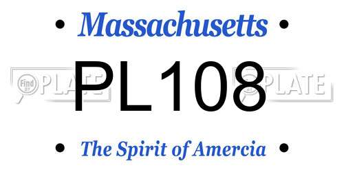 PL108 Massachusetts License Plate