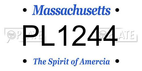 PL1244 Massachusetts License Plate