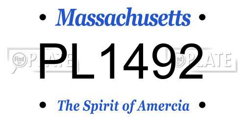 PL1492 Massachusetts License Plate