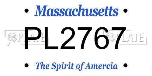 PL2767 Massachusetts License Plate
