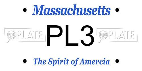 PL3 Massachusetts License Plate