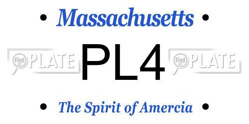 PL4 Massachusetts License Plate