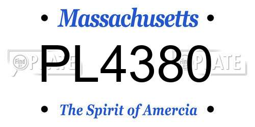 PL4380 Massachusetts License Plate