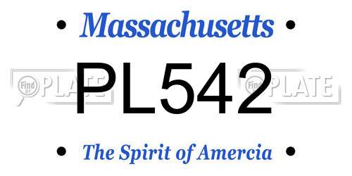 PL542 Massachusetts License Plate