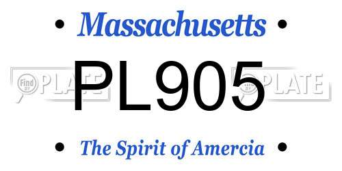 PL905 Massachusetts License Plate