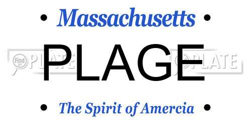 PLAGE Massachusetts License Plate