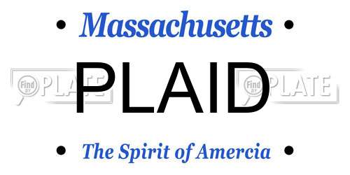 PLAID Massachusetts License Plate