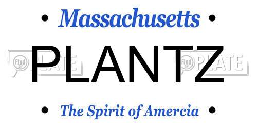 PLANTZ Massachusetts License Plate