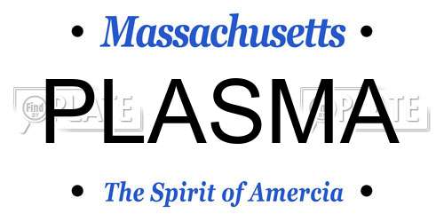 PLASMA Massachusetts License Plate