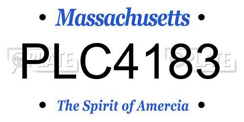 PLC4183 Massachusetts License Plate