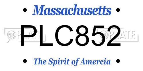 PLC852 Massachusetts License Plate