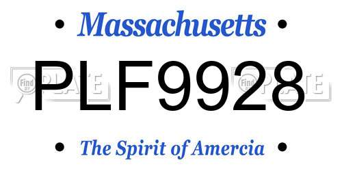 PLF9928 Massachusetts License Plate