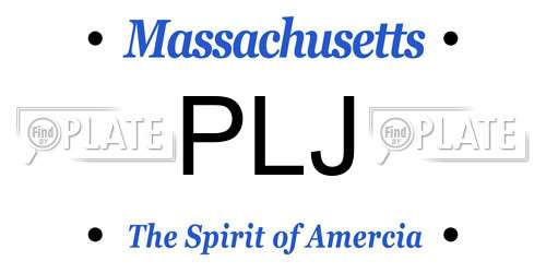 PLJ Massachusetts License Plate