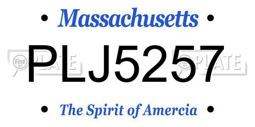 PLJ5257 Massachusetts License Plate