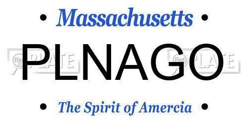 PLNAGO Massachusetts License Plate