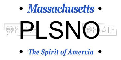 PLSNO Massachusetts License Plate