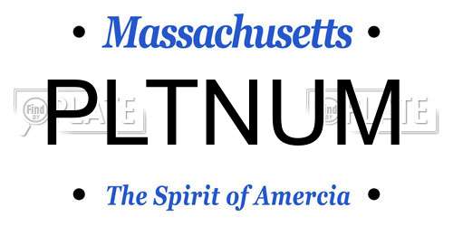 PLTNUM Massachusetts License Plate