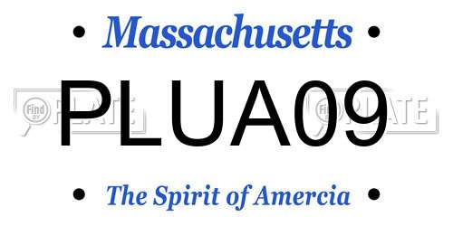 PLUA09 Massachusetts License Plate