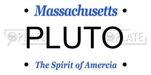 PLUTO Massachusetts License Plate