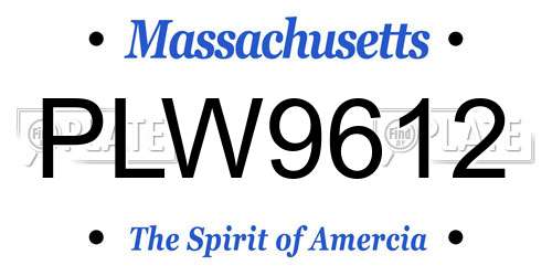 PLW9612 Massachusetts License Plate