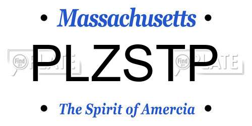 PLZSTP Massachusetts License Plate
