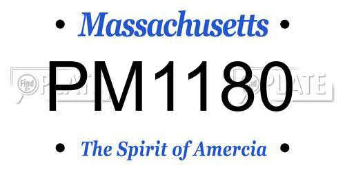 PM1180 Massachusetts License Plate