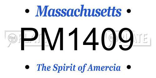 PM1409 Massachusetts License Plate