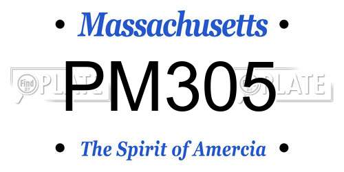 PM305 Massachusetts License Plate
