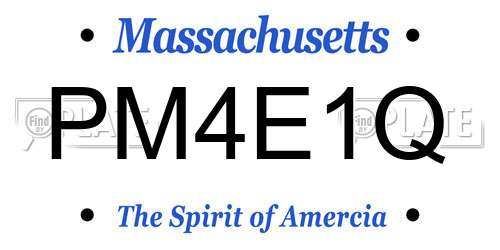 PM4E1Q Massachusetts License Plate