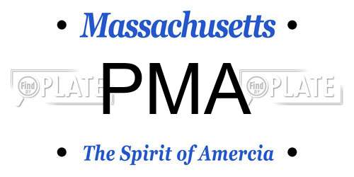 PMA Massachusetts License Plate