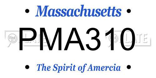 PMA310 Massachusetts License Plate