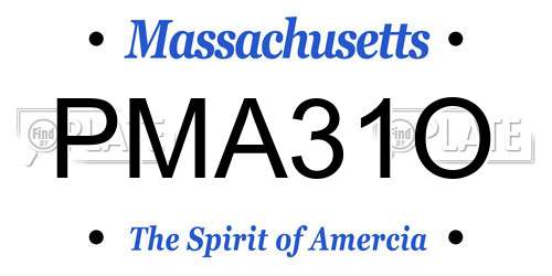 PMA31O Massachusetts License Plate