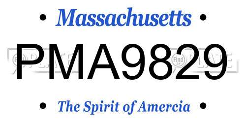 PMA9829 Massachusetts License Plate