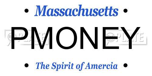 PMONEY Massachusetts License Plate