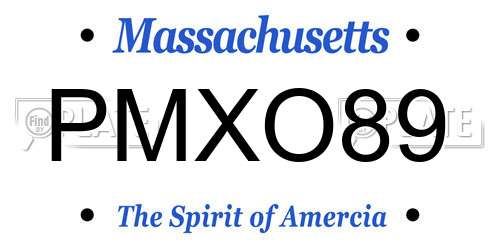 PMXO89 Massachusetts License Plate